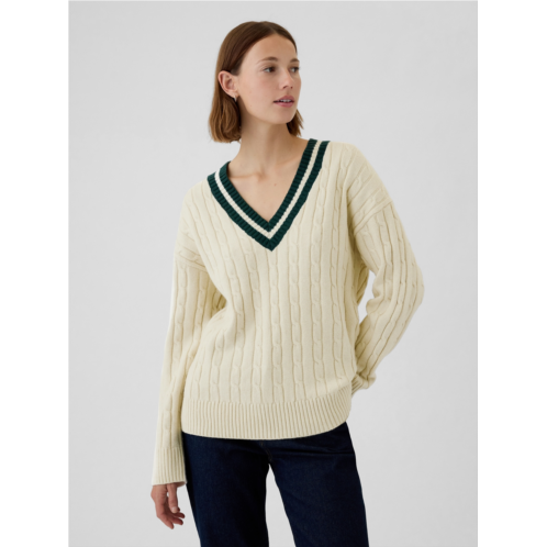 Gap CashSoft Varsity Cable-Knit Sweater