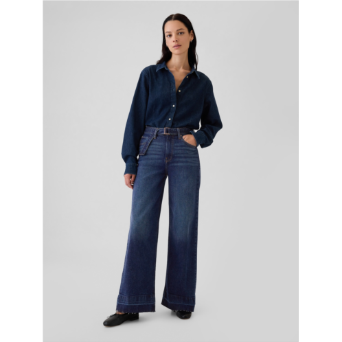 Gap High Rise Stride Belted Wide-Leg Jeans