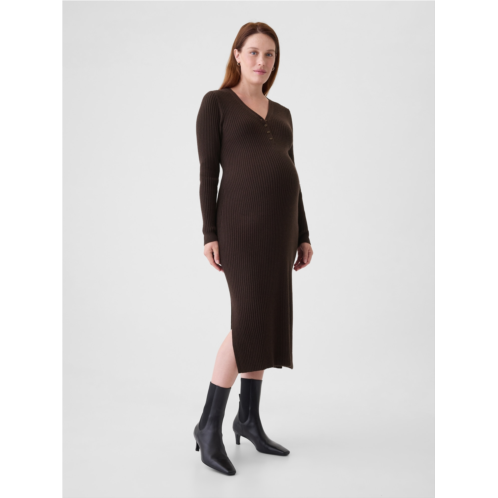 Gap Maternity CashSoft Rib Henley Midi Sweater Dress