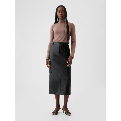 Gap Vegan Leather Cargo Midi Skirt