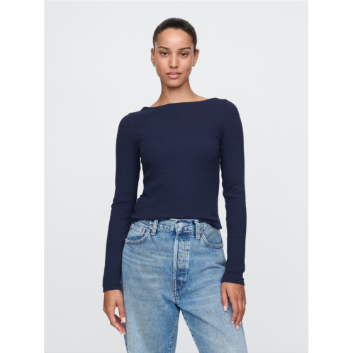 Gap Modern Rib Cropped Boatneck T-Shirt