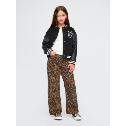 Gap Kids Low Rise Stride Wide-Leg Leopard Jeans