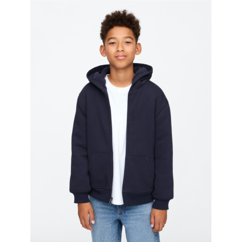 Gap Kids Vintage Soft Sherpa-Lined Zip Hoodie