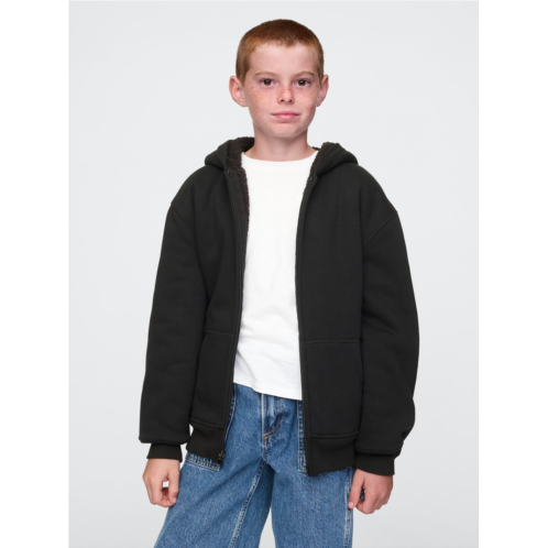 Gap Kids Vintage Soft Sherpa-Lined Zip Hoodie