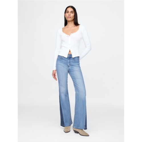 Gap High Rise Patched 70s Flare Jeans