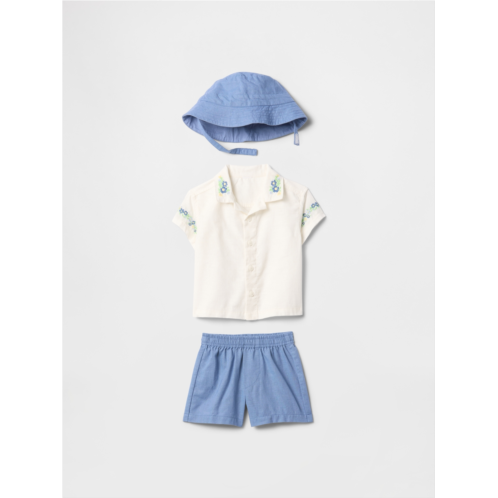 Gap Baby Linen-Cotton Embroidered Outfit Set