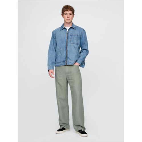 Gap Linen-Cotton 90s Loose Herringbone Pants