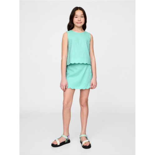 Gap Kids Linen-Cotton Scalloped Wrap Skort