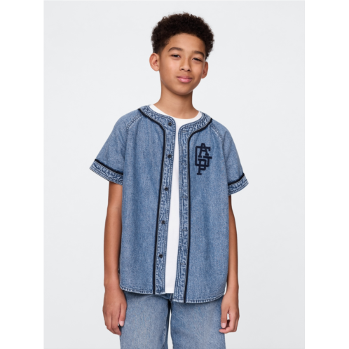 Gap Kids Denim Logo Baseball Jersey