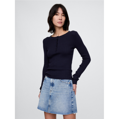 Gap Pointelle Henley Sweater Top