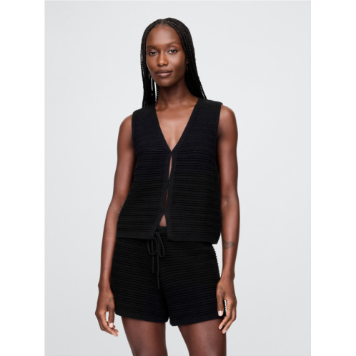 Gap 100% Cotton Crochet Hook-Front Vest