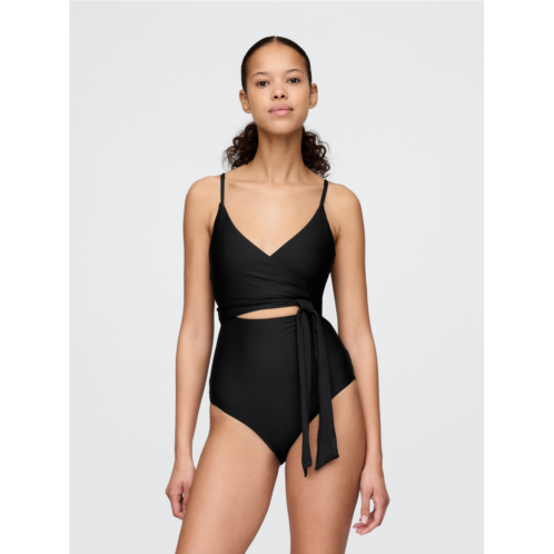 Gap Tie-Knot Cutout Wrap One-Piece Swimsuit