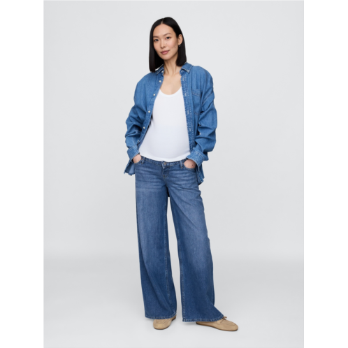 Gap Maternity True Waistband Full Panel UltraSoft Baggy Jeans