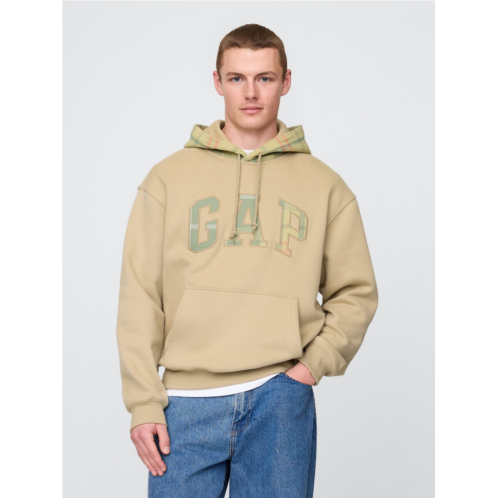 Gap VintageSoft Plaid Arch Logo Hoodie