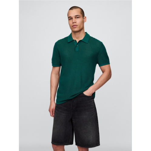 Gap Textured Crochet Polo Sweater