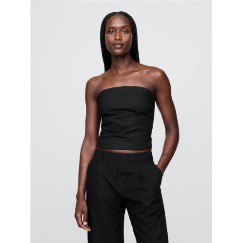Gap Linen-Blend Strapless Corset Crop Top