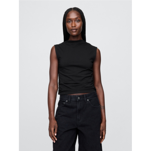 Gap Modern Funnel-Neck Ruched Cropped Tank Top
