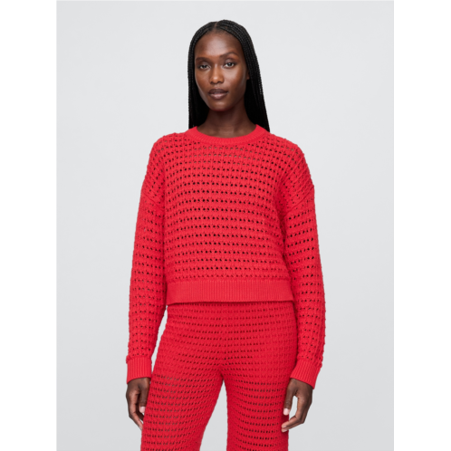 Gap 100% Cotton Crochet Crewneck Sweater