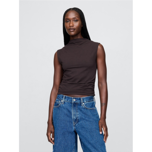 Gap Modern Funnel-Neck Ruched Cropped Tank Top