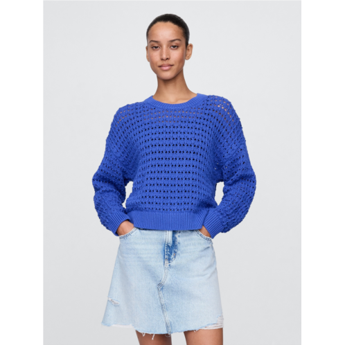 Gap 100% Cotton Crochet Crewneck Sweater