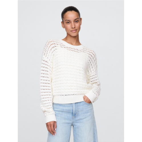 Gap 100% Cotton Crochet Crewneck Sweater