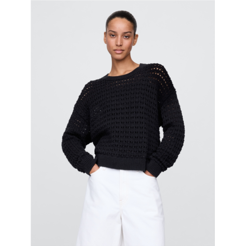 Gap 100% Cotton Crochet Crewneck Sweater