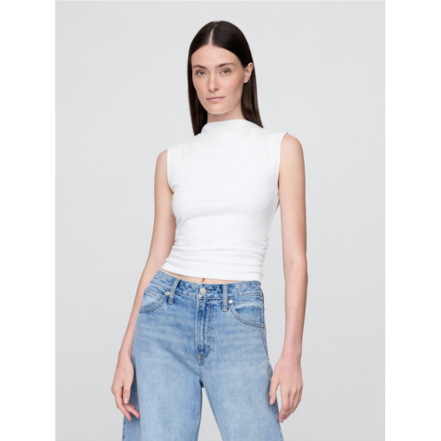 Gap Modern Funnel-Neck Ruched Cropped Tank Top