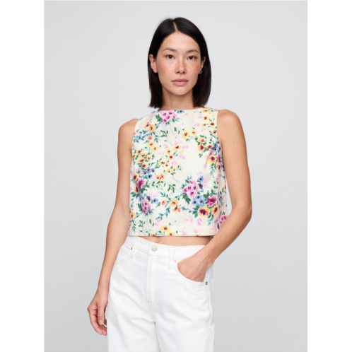 Gap Denim Floral Crop Shell Tank Top