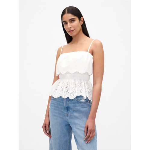 Gap Poplin Eyelet Ruffle Top