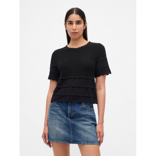 Gap Linen-Blend Pointelle Sweater Crop Top