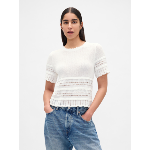 Gap Linen-Blend Pointelle Sweater Crop Top