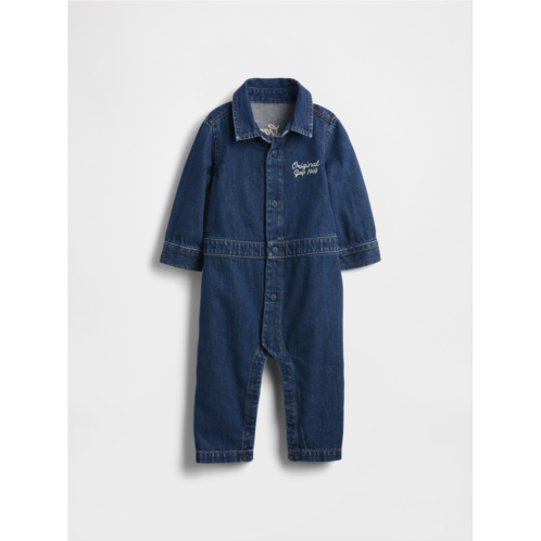 Gap Baby Denim Bear Logo Coveralls
