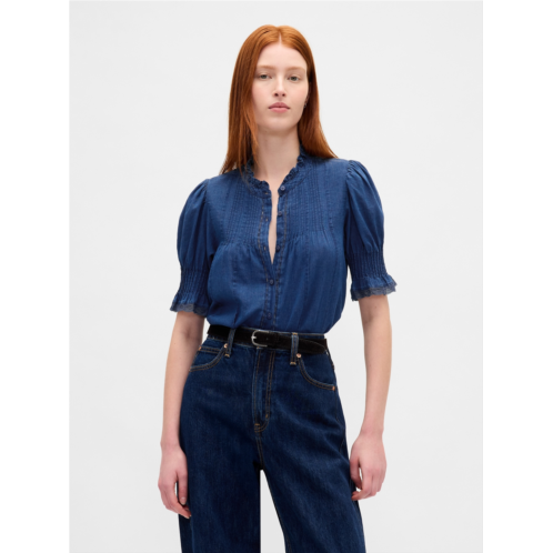 Gap Ruffle Pintuck Shirt