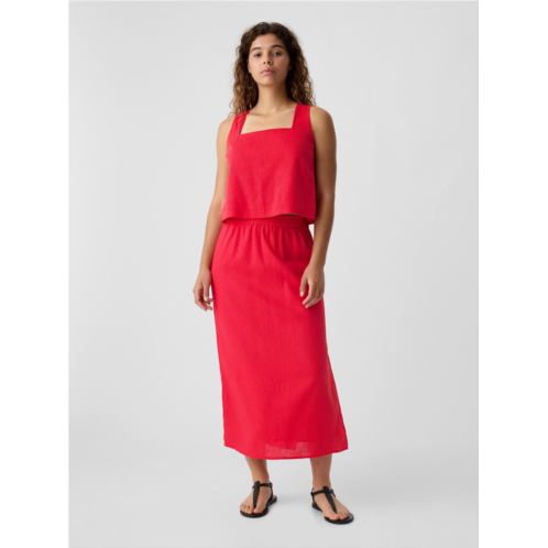 Gap Linen-Blend Midi Slip Skirt