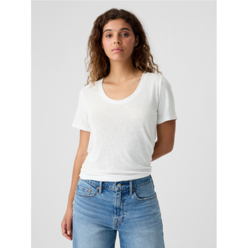 Gap Relaxed Linen-Blend Scoopneck T-Shirt