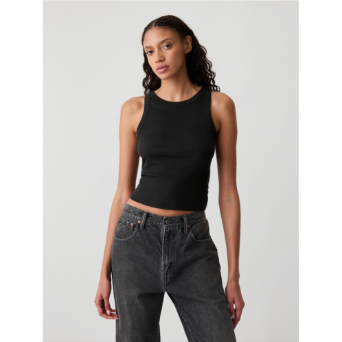 Gap Cropped Ribbed High Neck Tank