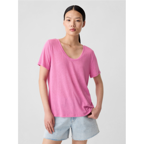 Gap Relaxed Linen-Blend Scoopneck T-Shirt
