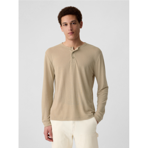 Gap Linen-Blend Henley T-Shirt
