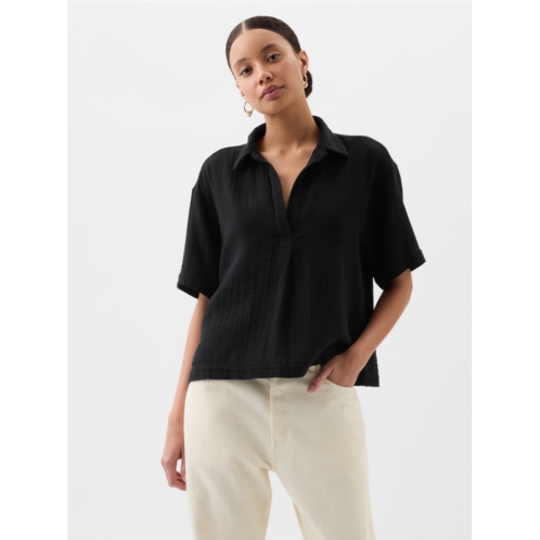 Gap Relaxed Gauze Popover Top