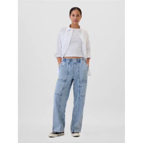 Gap High Rise Wide-Leg Cargo Pull-On Jeans