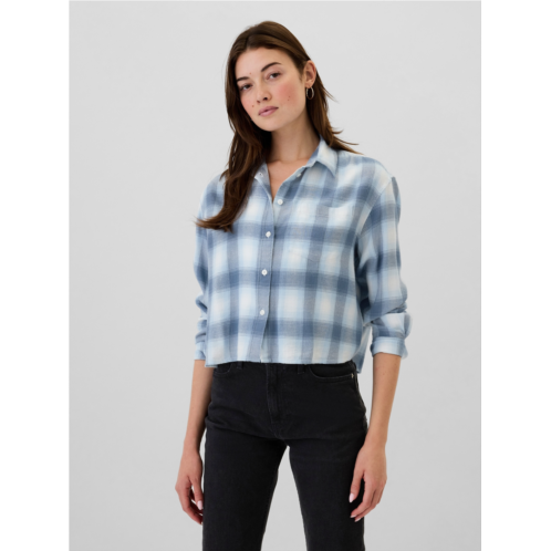 Gap Cropped Plaid Flannel Shirt