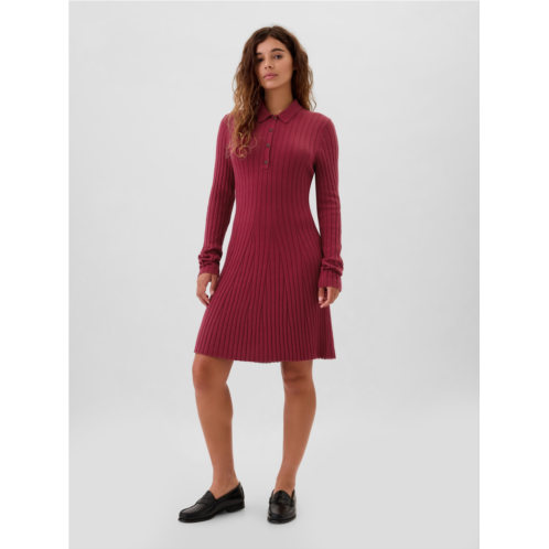 Gap CashSoft Ribbed Polo Sweater Mini Dress