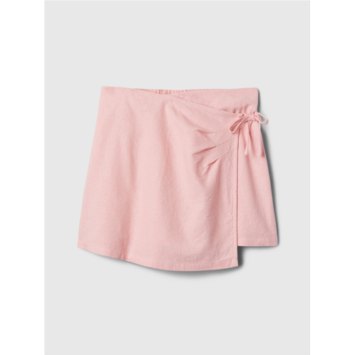 Gap Kids Linen-Blend Wrap Skort