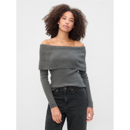 Gap CashSoft Ribbed Off-Shoulder Sweater Top