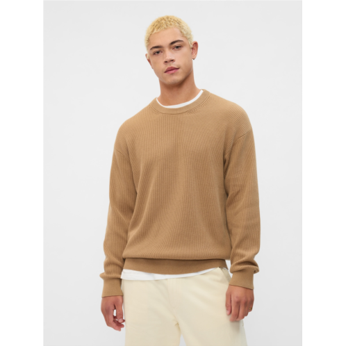 Gap Oversized Fisherman-Stitch Crewneck Sweater