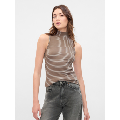 Gap Ribbed Sleeveless Mockneck T-Shirt