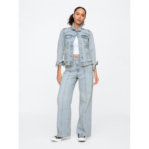 Gap High Rise Drapey Soft Seamed Wide-Leg Jeans