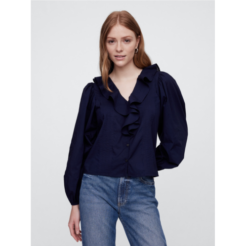 Gap Relaxed Gauze Ruffle Top