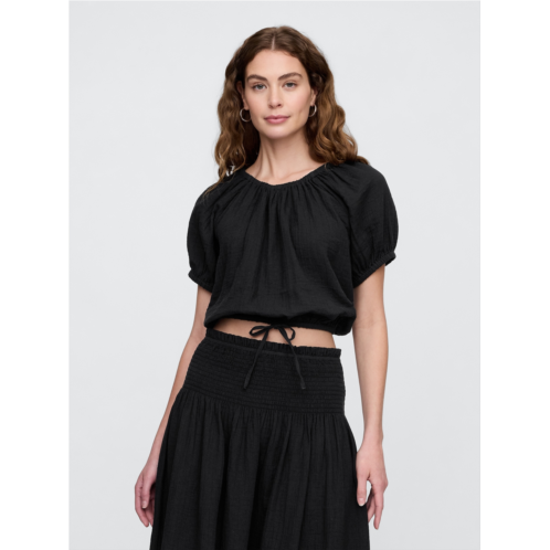 Gap Relaxed Gauze Tie-Hem Top