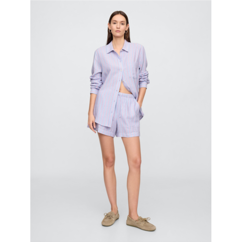Gap 4 Mid Rise Pull-On Linen-Blend Shorts